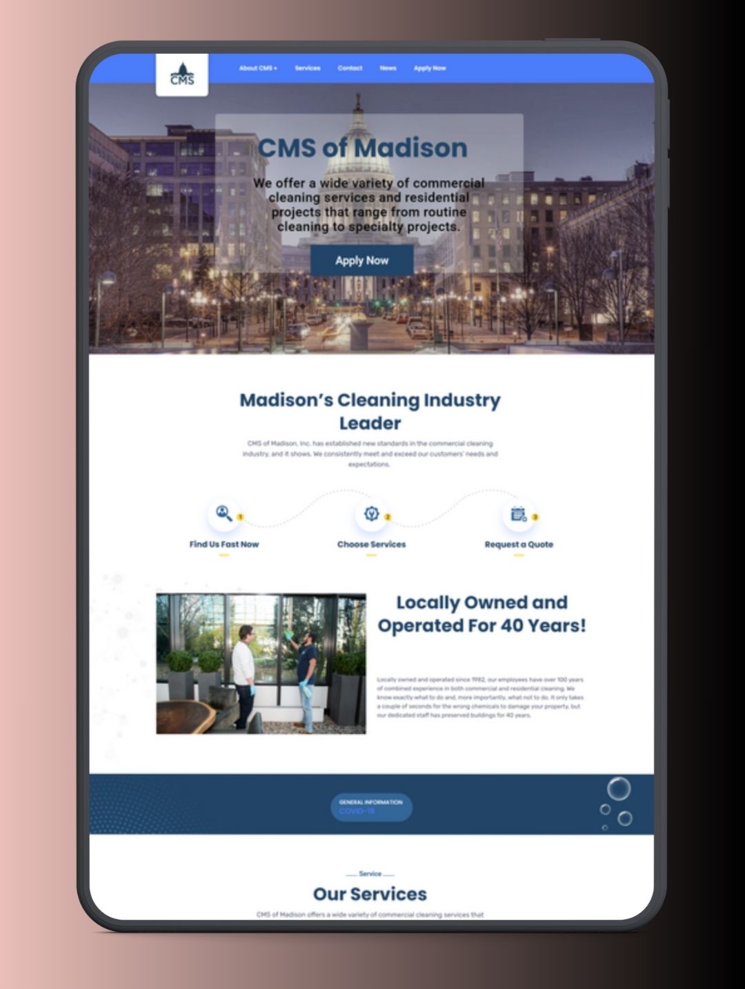 Cleaning company website design