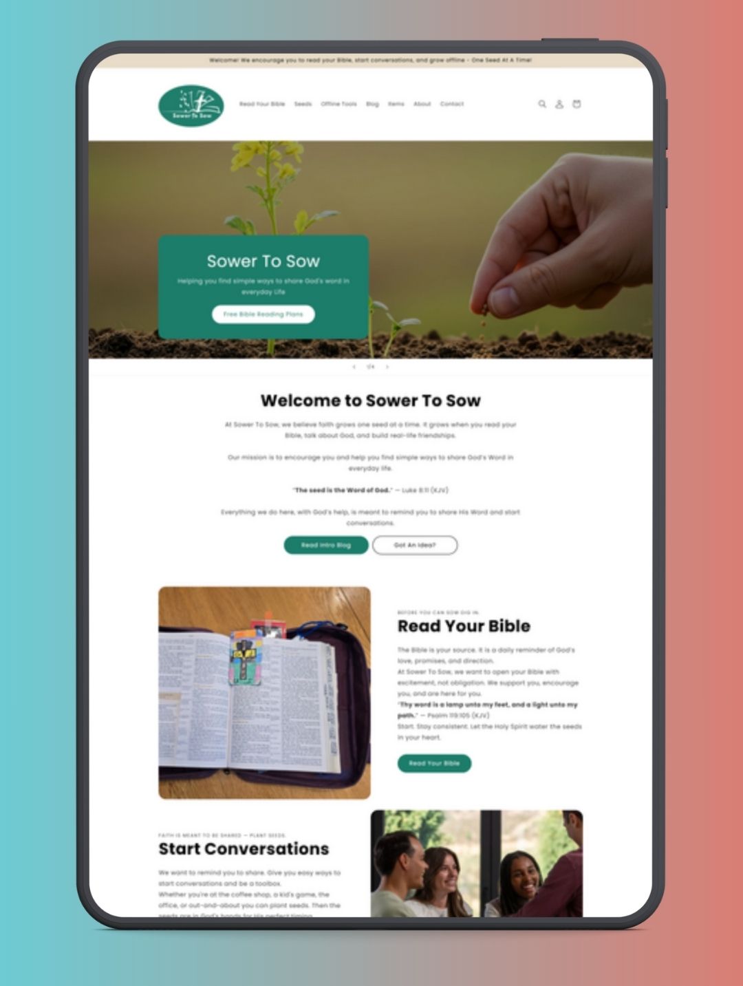 Sower to Sow Shopify website Design